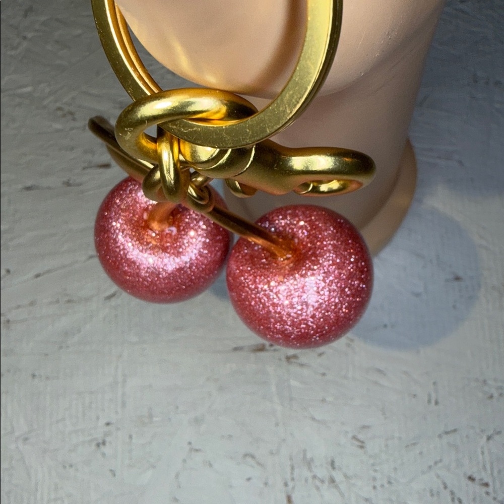 Cherries, New WT large pink sparkle, keychain, or bag charm - Picture 5 of 6